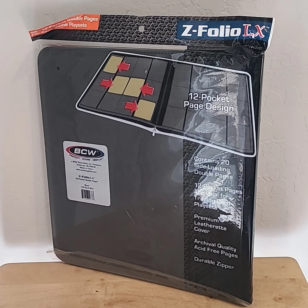 LARGE ZIPPER PORTFOLIO BCW GAMING Z-FOLIO 12-POCKET LX ALBUM, HOLDS 480 CARDS